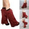 Plush Leg Warmers for Women Soft Furry Boot Toppers Ribbed Elastic Top Fuzzy Leg Covers Winter Accessory Party Costume