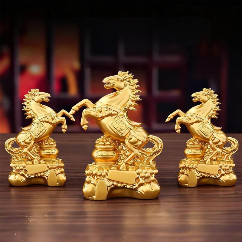 

2026 Year Of The Horse Chinese Zodiac Animal Statue Feng Shui Ornament золотий