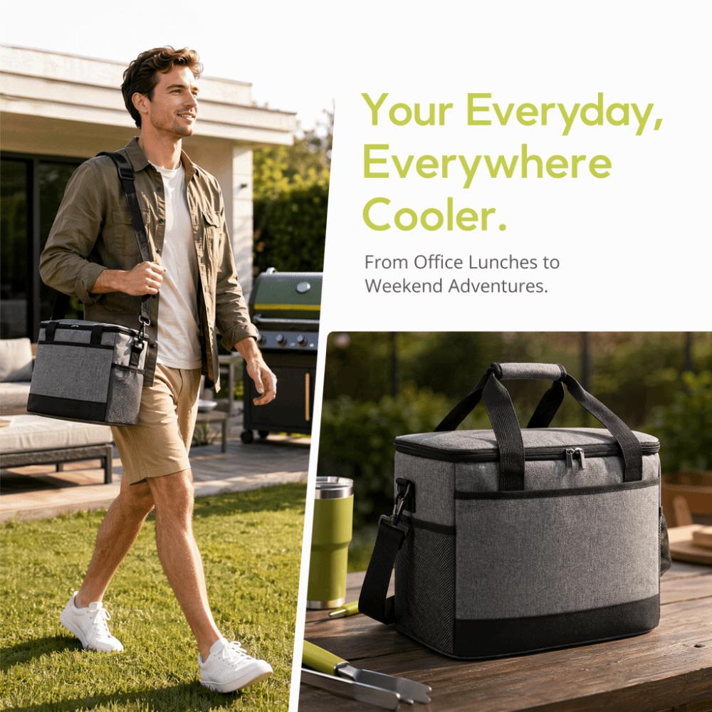 Foldable Insulated Lunch Bag Oxford Cloth Picnic Cooler Tote Durable Grocery Bag  For Shopping