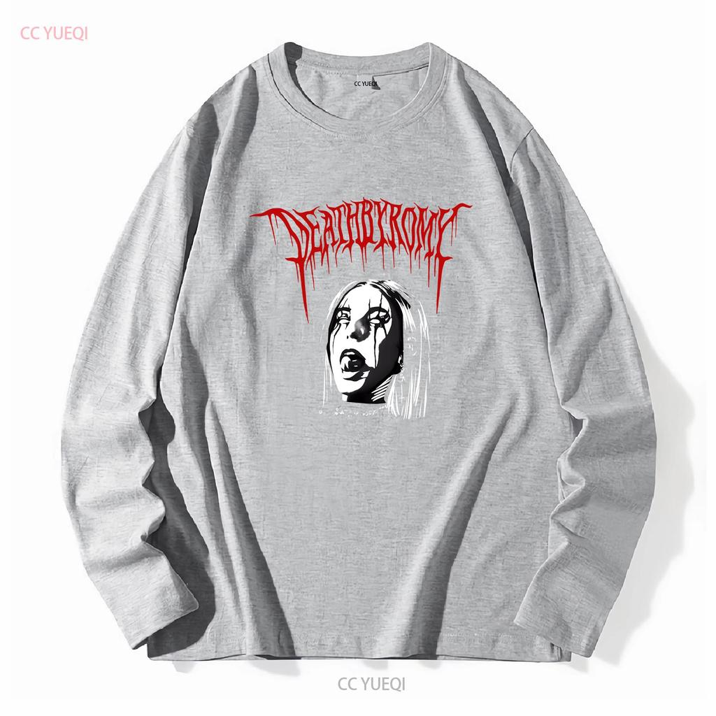 Deathbyromy Black Large T Shirt long or short sleeves vintage Washed Slightly Casual Versatile streetwear homme Stylish