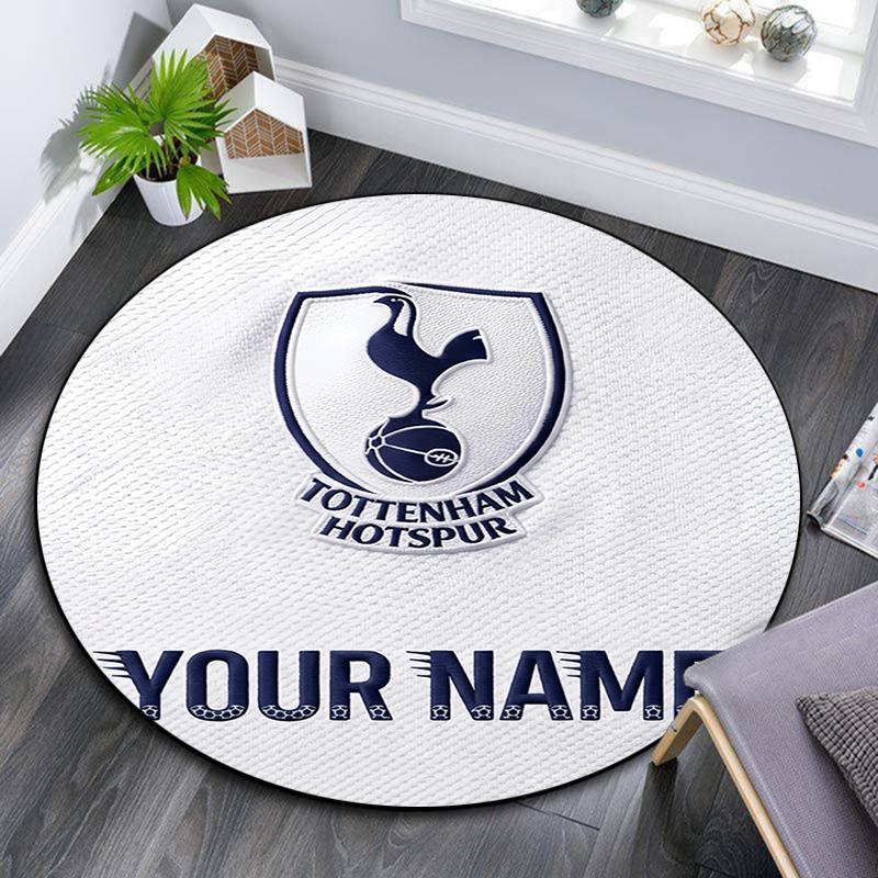 Custom Name,Tottenham Hotspur pattern round rug,Carpet Rug for Living Room Bedroom Playroom ,Non-slip Floor Mat,Holiday Gifts and Birthday Gifts.