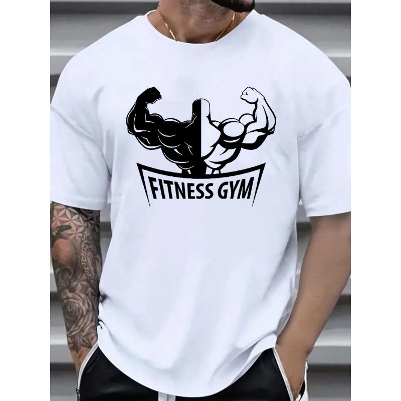 Europäische Größen Herren T-Shirt mit einem Trendigen Lässigen Aufdruck für Die Gym Crew Rundhals Lässig Bequem Vintage Passform Für Männer