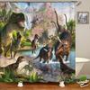 Dinosaur Shower Curtain Bath Waterproof Curtains For Living Room Luxury Set Screen Bathroom Accessories Sets