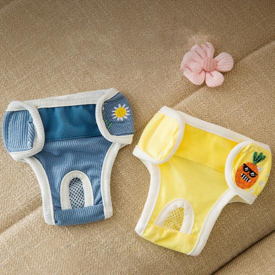 Pet Sanitary Panties Fruit Flower Embroidery Pattern Leakproof Breathable Pet Dog Diapers Pants Dog Accessories