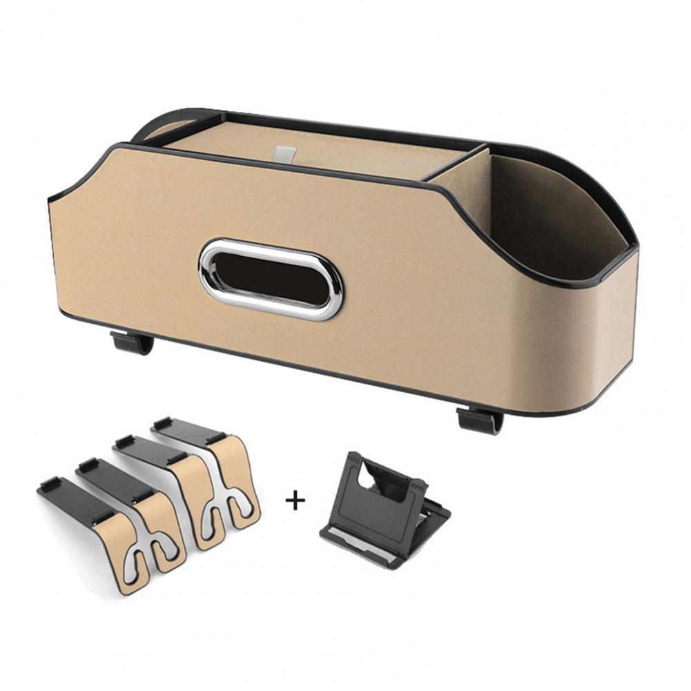 

Органайзер на спинку сиденья автомобиля, многофункциональный, для салфеток, универсальный, из натуральной кожи, держатель для стакана с водой, подвесной крючок, органайзер бежевый