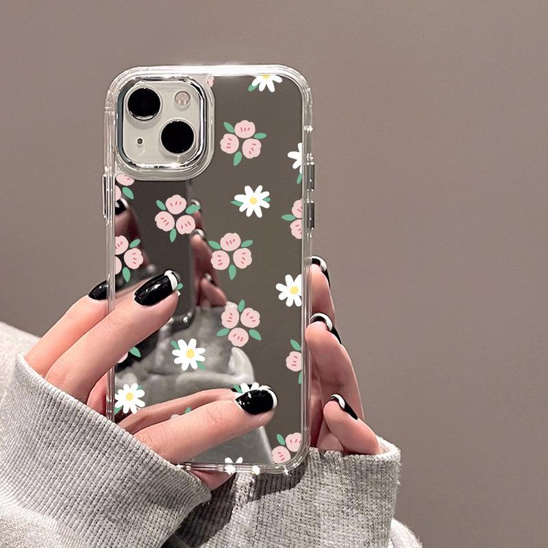 Fresh Chrysanthemum Suitable for iPhone17promax Mirror Phone Case 15 Niche 13/14 Apple 16 Large Hole x