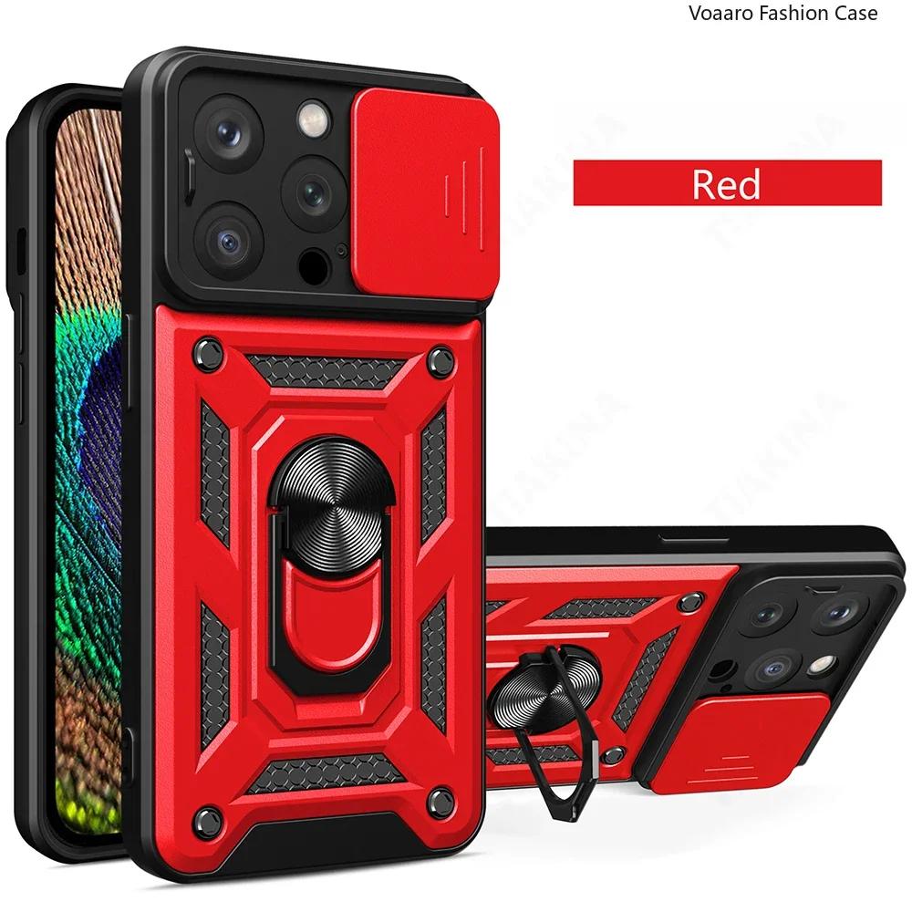 Magnetic Ring Holder Funda for Iphone 16 Pro Max Case for Iphone 16 15 Plus 13 14 Pro Max 12 Mini Case Slide Lens Armor Cover