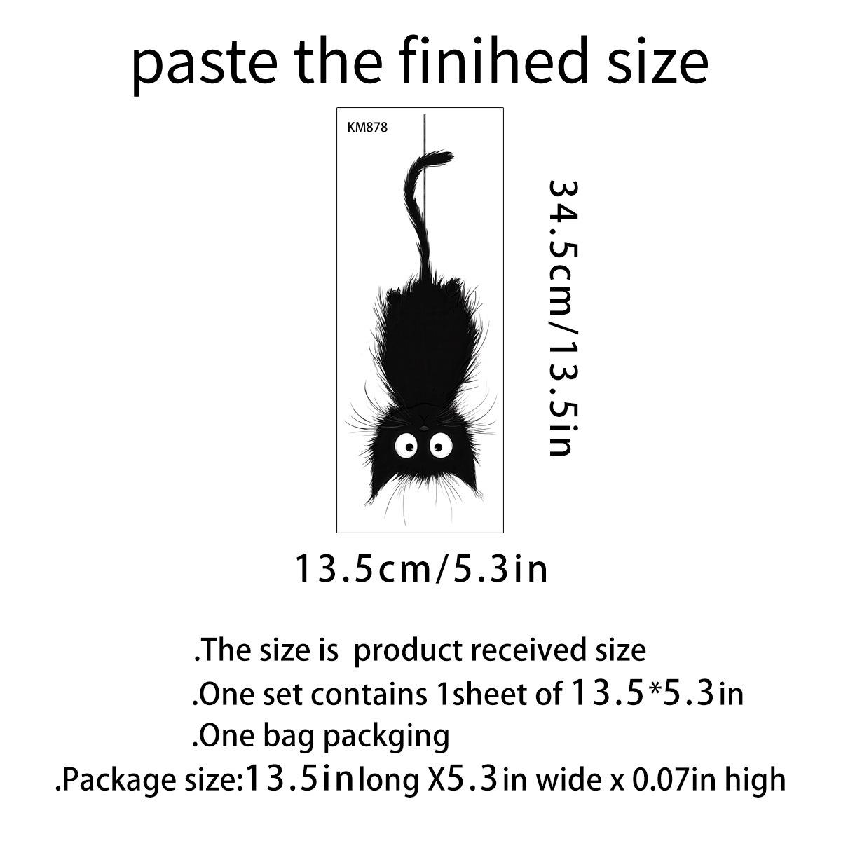 

Frizzy Cat Toilet Lid Sticker Waterproof Removable Bathroom Wall Decal Home Decor 14x35cm