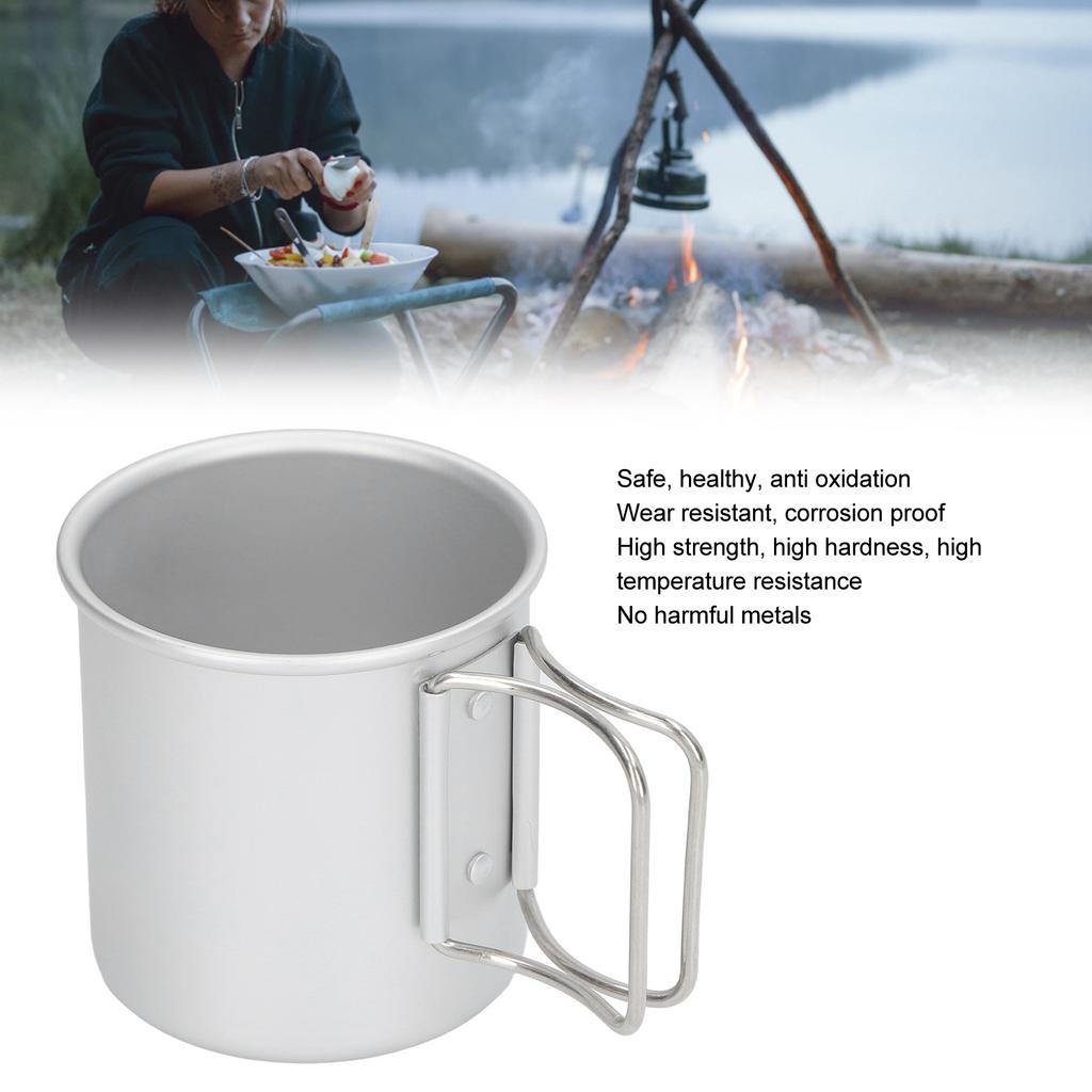 Camping Cup Aluminum Oxide Safe Ultra Light High Strength Picnic Water Mug with Foldable Handle for Outdoor Drinkware