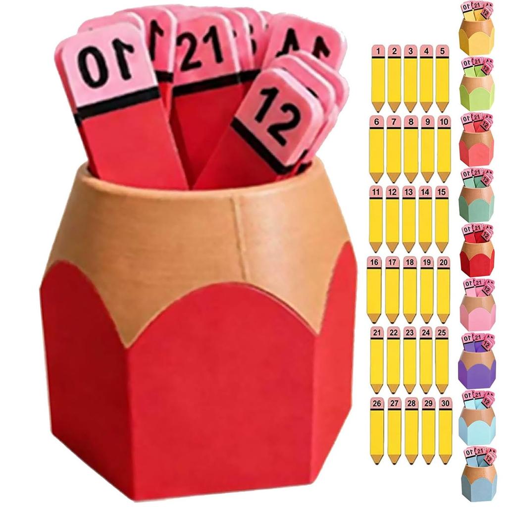 30 Pencil Shaped Wooden Drawing Sticks for Management and Student Grouping