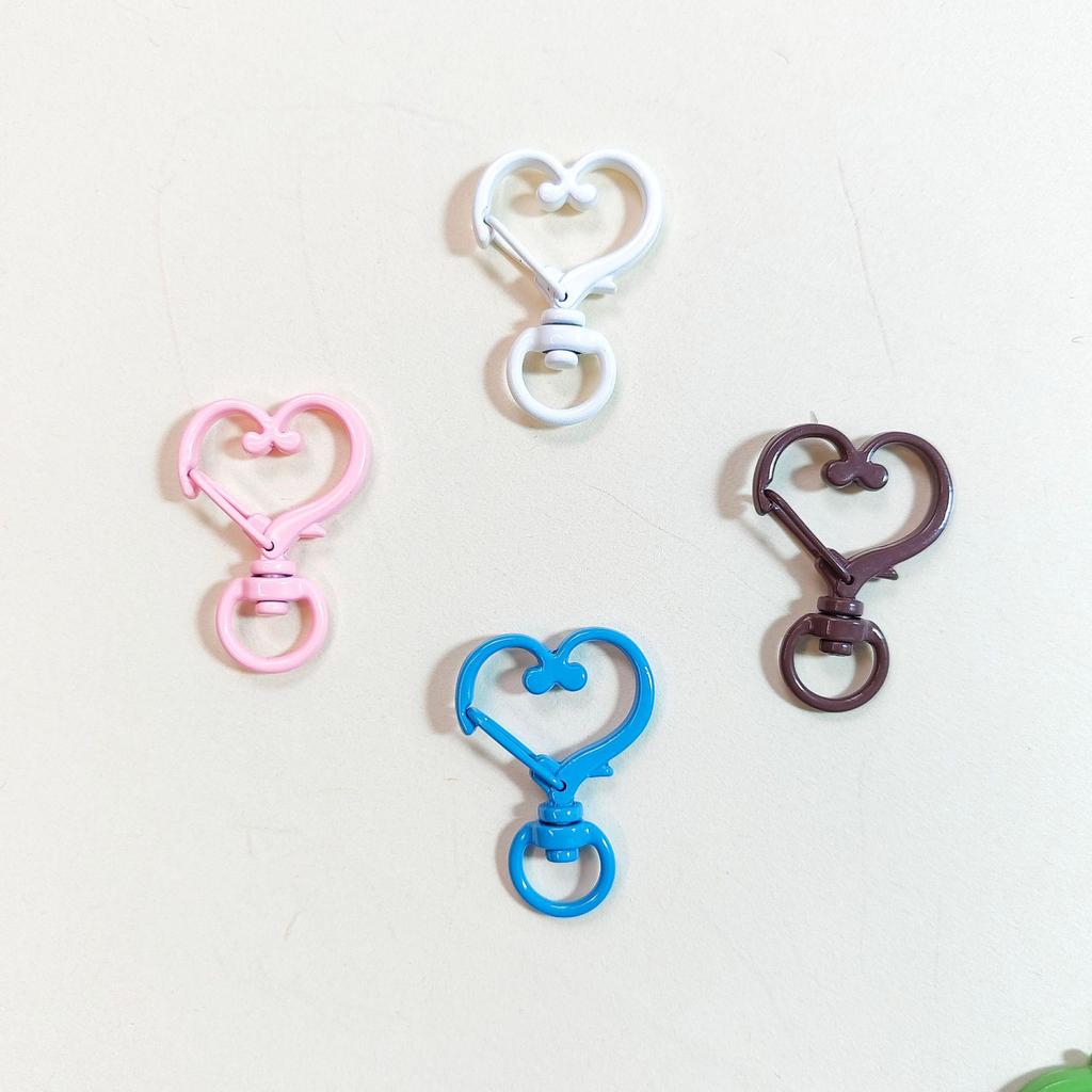 Peach Heart Candy Color Spray Paint Keychain Clasp—DIY Heart-Shaped Connector Ornament