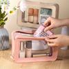 Zippered Travel Makeup Bag Small Leather Toiletries Case Multifunctional Transparent Waterproof Storage Bag Travel Accessories