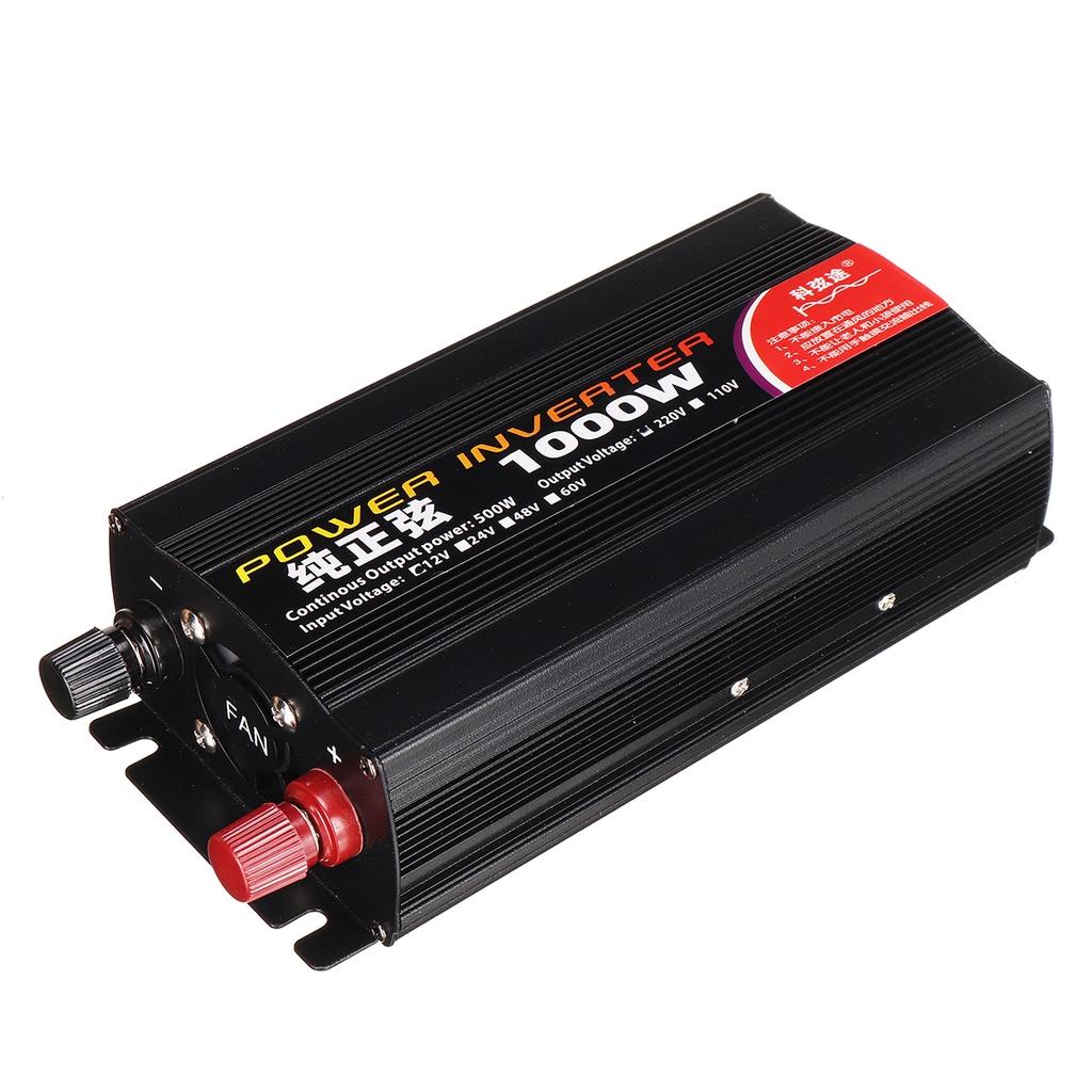 Noi invertoare solare pentru mașină DC 12V 24V la AC 220V Invertor cu undă sinusoidală pură de 1000W cu display LED Convertor de tensiune Negru