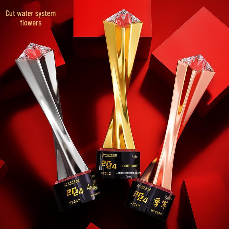 Gold, Silber, Bronze Sternburst Verdrehte Säule Trophäe - Firmen Gedenkpreis