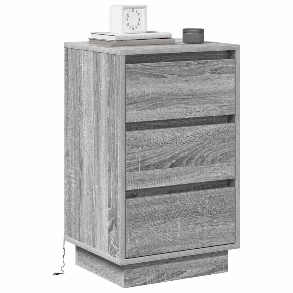 Nightstand with Drawers Gray 39 x 34.5 x 65 cm Engineered Wood