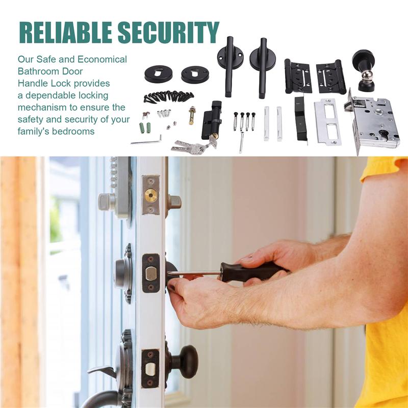 

2025 Trend Safe And Economical Bathroom Door Handle Lock, Easy To Install Key, For Quiet Use In Family Bedrooms Black чёрный