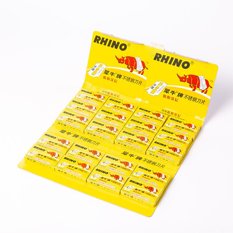 Двусторонние лезвия для бритья Rhino из нержавеющей стали – Упаковка 100 шт.