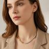 Geometric Zirconia Chain Necklace Stainless Steel Adjustable Length Collarbone Chain For Women Layering Jewelry