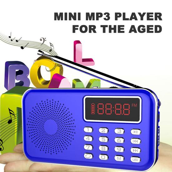 Y-619 Digital Radio LED Display Noise Cancelling PW-cut Memory 2 Inch 3W USB/TF/AUX Mini MP3 Player for the Aged
