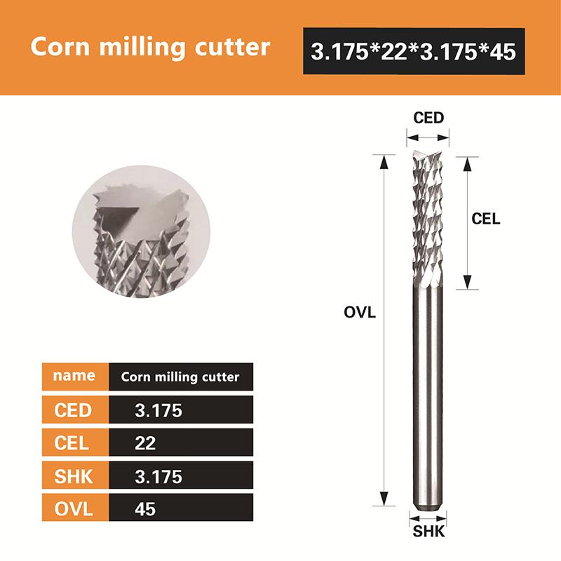 

Твердосплавная кукурузная концевая фреза D0.8, 1.0, 1.6, 1.8, 2.4, 3.1 Фреза для печатных плат Режущие фрезерные инструменты A4