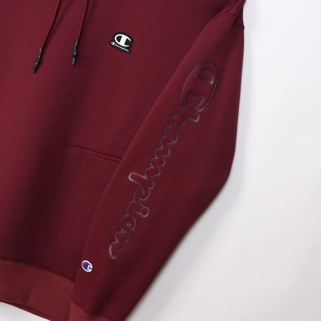 Champion TECH TERRY Hooded Long Script Size Men's WEAVE(R) Sweatshirt, Sleeve, Stretch, Warm, Logo, Maroon, XL, C3-YS106