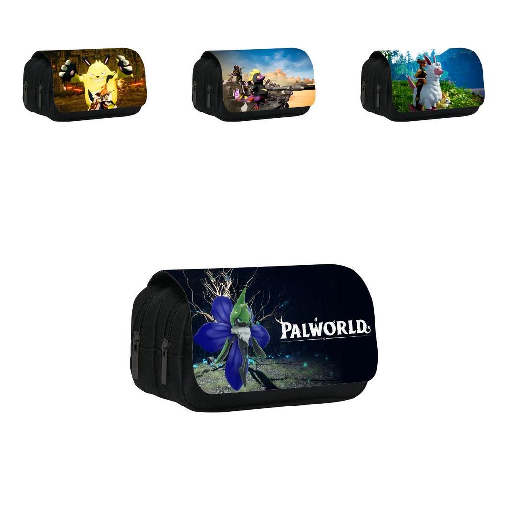 Palworld Mythical Creature Double Layer Nylon Pen Case For Students And School Supplies