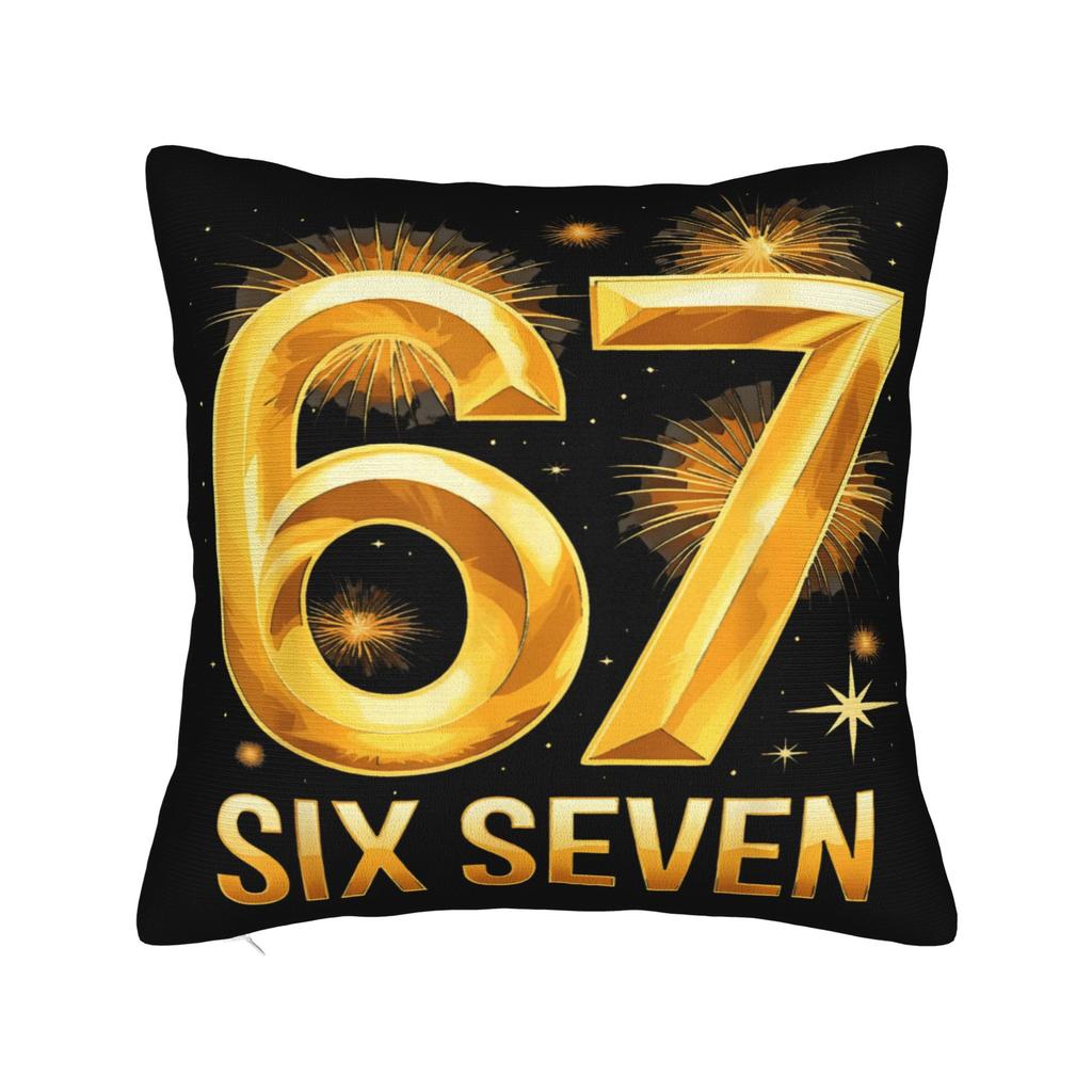 Six Seven 67 Meme Happy New Year Pillow Case Novelty Pillow Cover Print Pillowcases For Chair Sofa Home Decor