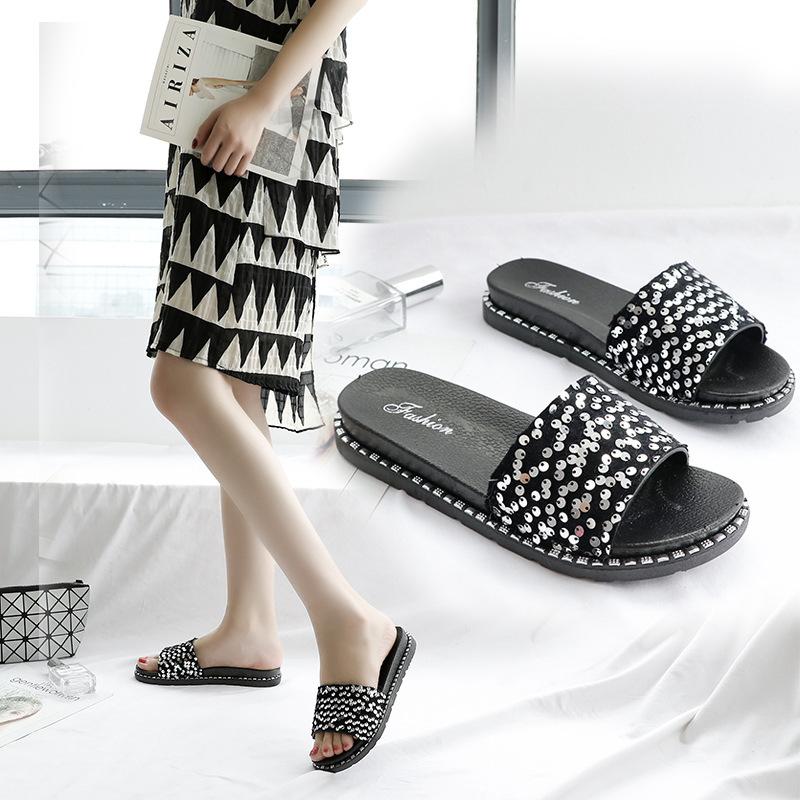 

Sandals new women s summer wear fashionable versatile sandals soft sole thick sole one-word beach women s shoes 41