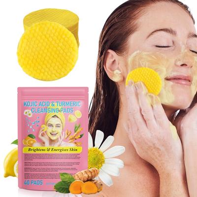 40 Stück Kurkuma-Reinigungspads mit Kojisäure, Peeling-Pads, Gesichtsschwämme zur Reinigung, Peeling, tägliche Reinigung, Hautpflege