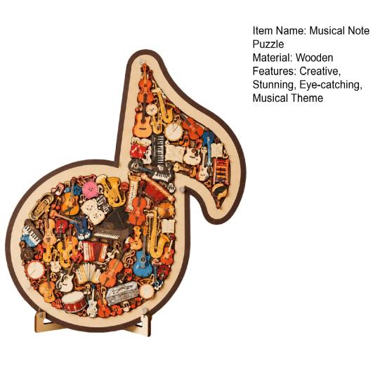 Ornament Puzzle Jigsaw Notă Muzicală Instrument, Puzzle 3D din Lemn Notă Muzicală, Artă de Afișare Instrumente Muzicale, Cadou pentru Pasionații de Muzică