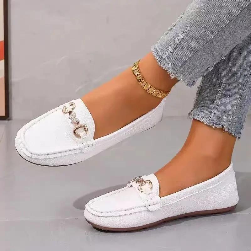 

Fashion Spring Women Flats Autumn New Fashion Sneakers Women 2025 Casual Slip on Mary Jane Shoes Round Toe Solid Soft Sole Flat Loafers 36 белый