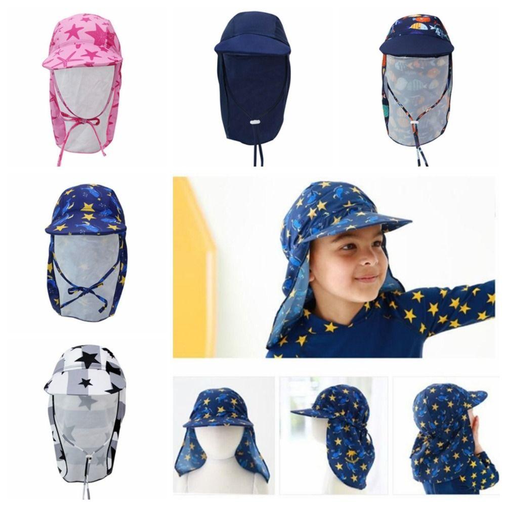 

Adjustable Kids Beach Hat UV Protection Sunshade Swimming Cap Windproof Children Bucket Hats Beach style 7