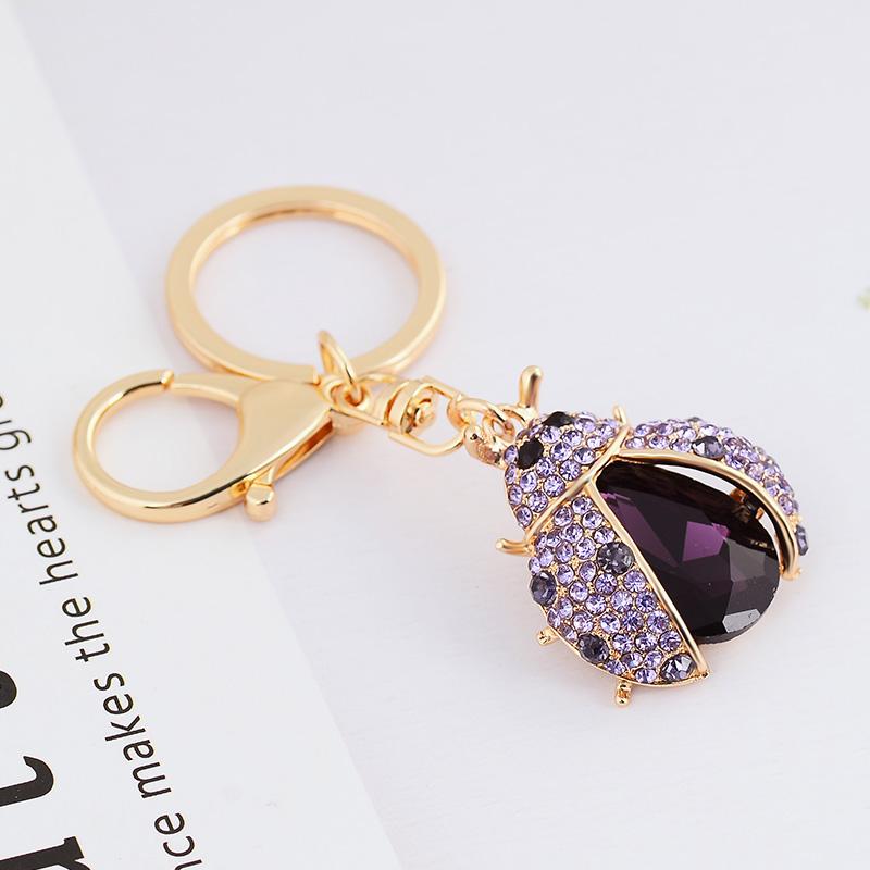 EASYA New Arrival Crystal Insect Shape Chaveiro Keychain Cute Sparkling Metal Key Ring Holder Accessories For Women Girls Bag