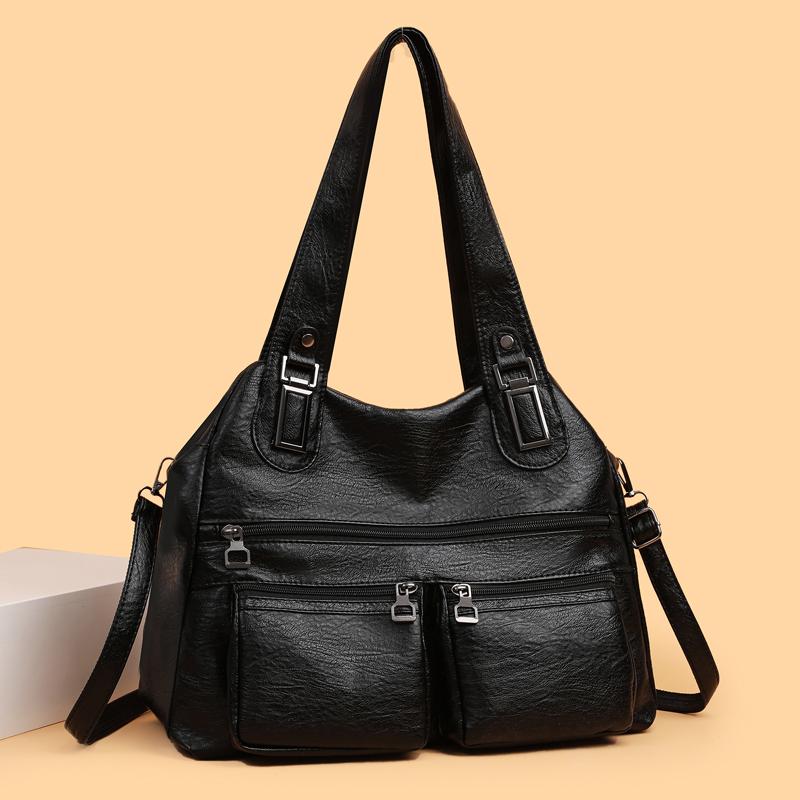 New Design Women's PU Leather Shoulder Bag Cvertible Crossbody Purse Handbags for Ladies with Zipper Pocket Fashi Tote Bags