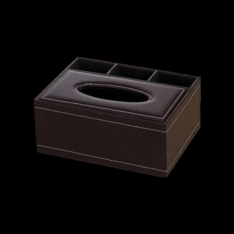 GOWKE Faux Leather Tissue Box with Remote Control Organizer