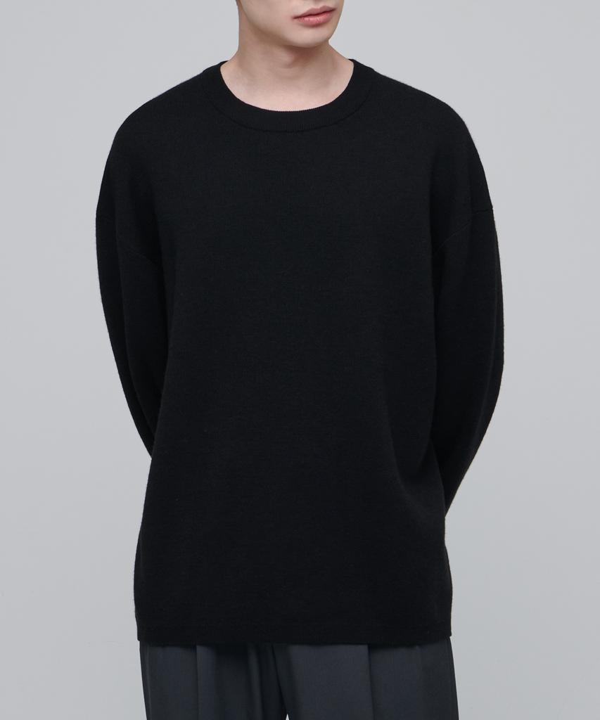 Musinsa Standard Minimal Oversized Crew Neck Knit [Black]
