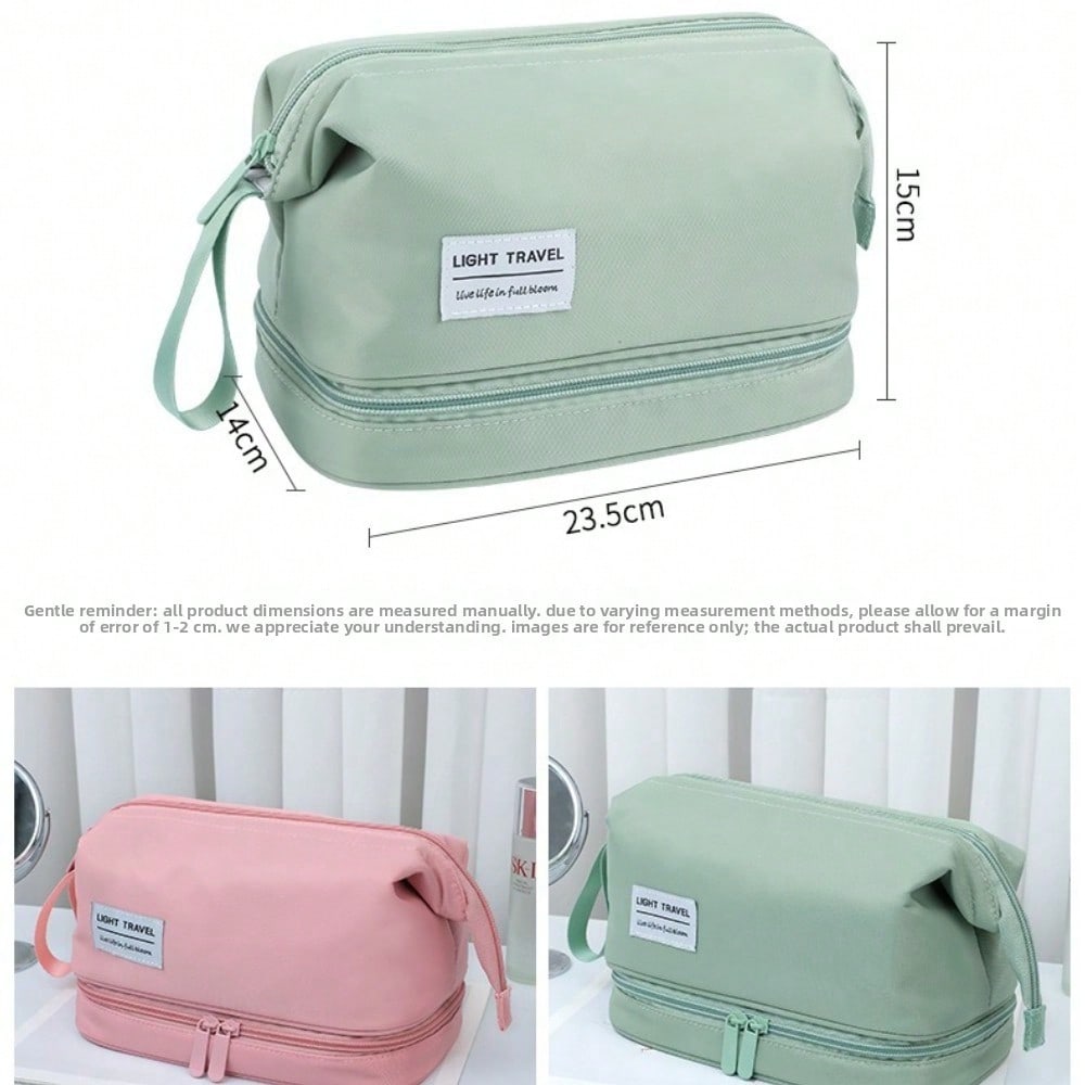 Large Capacity Double Layer Cosmetic Bag Travel Portable Wet and Dry Separation Storage Bag Swimming Toilet Bag