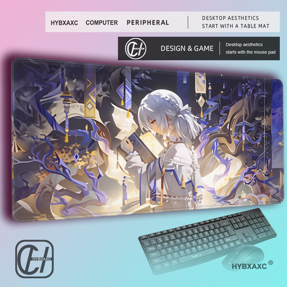 HYBXAXC Cute Anime Girl And Kawaii Cat Rubber Mouse Pad Large Mousepad HD Print NonSlip Table Mat Anime Mouse Mat 400x800x2mm