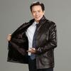 Fur-in-one Middle-aged and Old Tang Suit Embroidered Disc Buckle Men's Leather Jacket Plus Velvet and Thickening for Dad and Grandpa