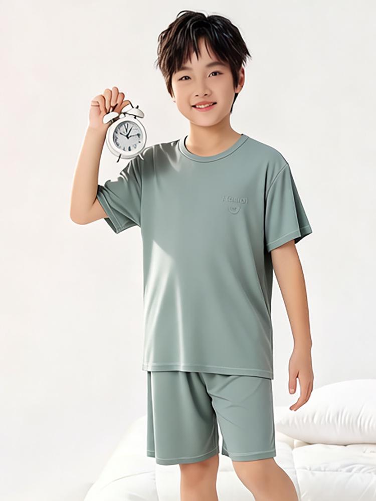 Gestricktes Tencel Kurzarm-Pyjamaset für Teenager für den Innen- und Außenbereich