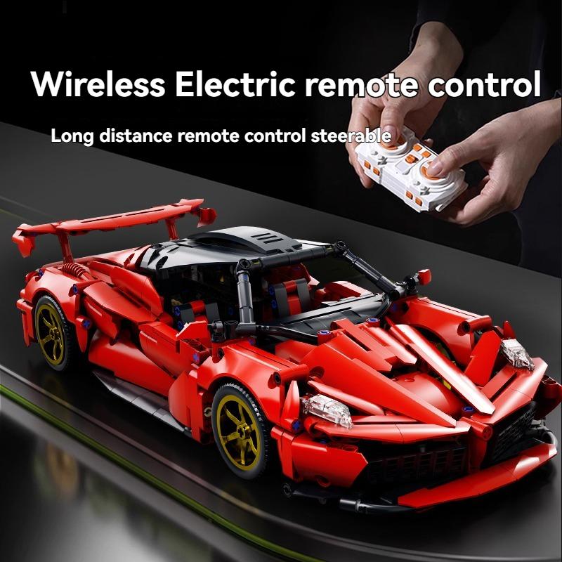 Non-Toxic New Red Racing Car Building Blocks Model Creative Technical Moc Assembly Desktop Collectible Birthday Halloween Christmas Gifts