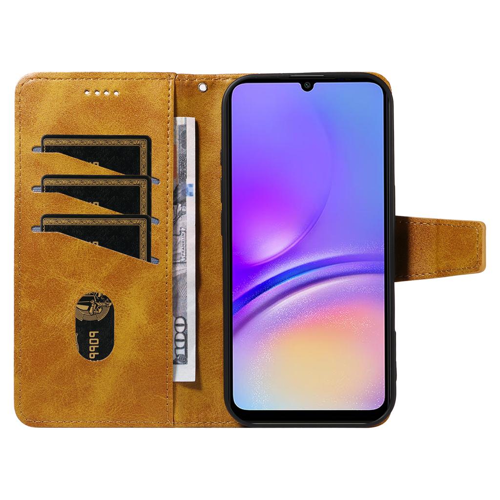 For Samsung Galaxy A06 5G/Galaxy A06 4G Leather Case Wallet Stand Grids Imprinted Phone Cover with Strap