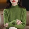 Autumn Winter Sweater Women Half High Neck Long Sleeve Top Loose Slim Versatile Pullover Knitwear Casual Knitted Jumper
