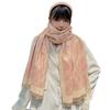 Cute and Cute Girl Imitation Cashmere Scarf for Women's High-end Pink Camellia Thickened Double-sided Scarf Shawl