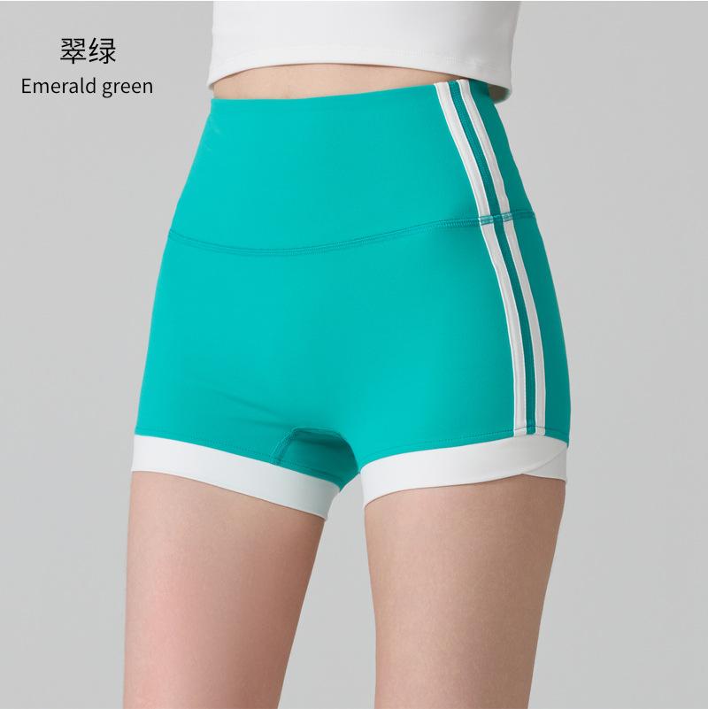 European and American cross-border sports shorts high-waisted peach hip-lifting pants contrasting colors splicing and slimming fitness running yoga S