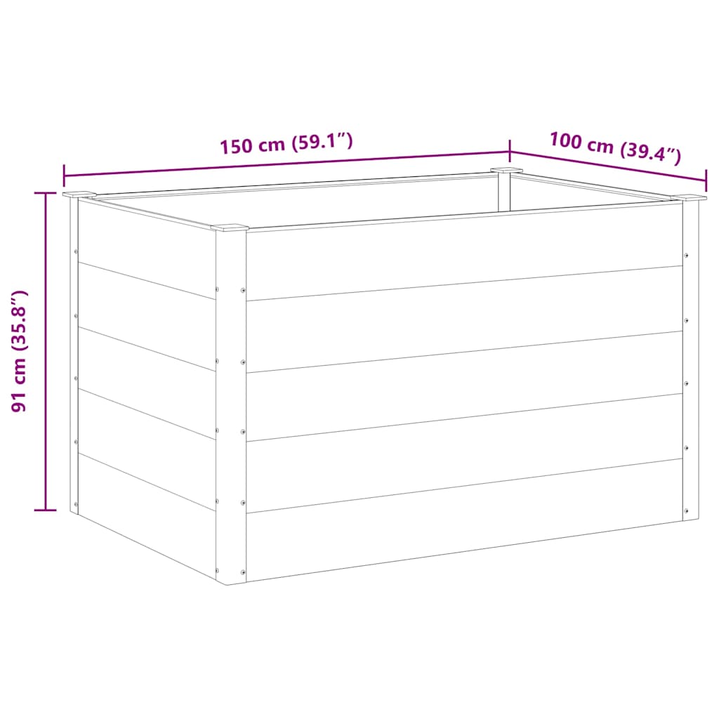 Garden Raised Bed WPC 150 x 100 x 91 cm Grey