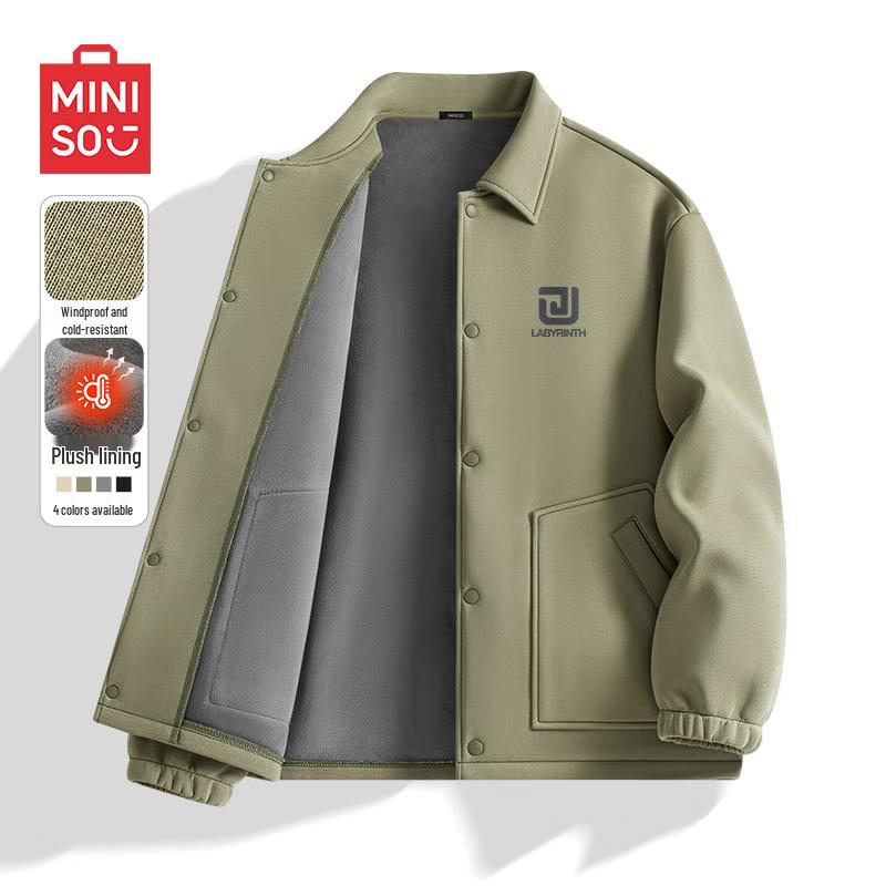 MINISO Men s Plush-Lined Casual Lapel Jacket 2XL