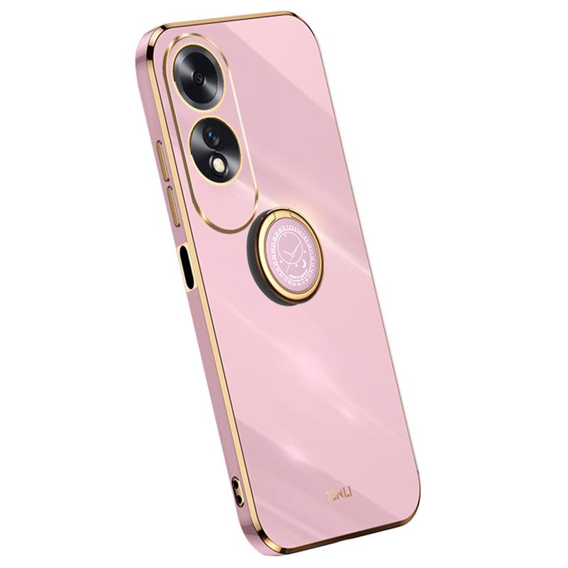 

For Oppo A60 4G Case Kickstand Electroplating Gold Edge TPU Phone Cover Purple