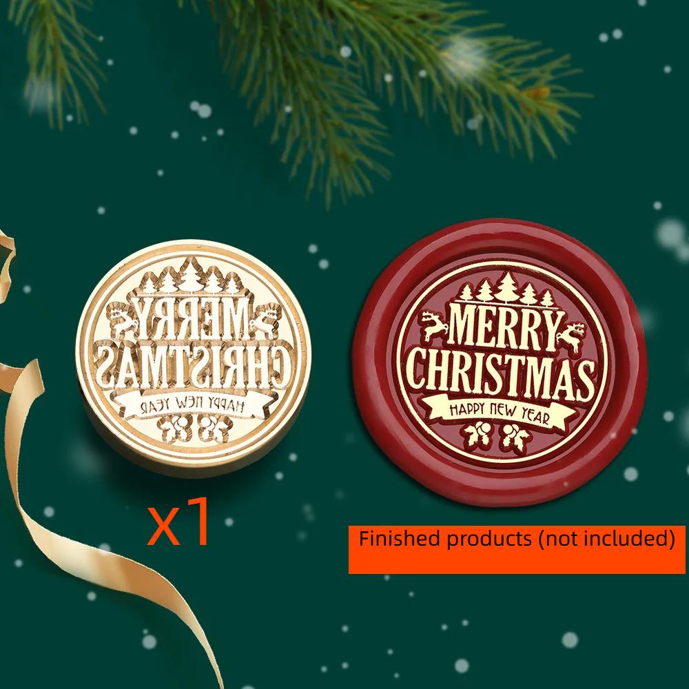 2.5cm Christmas Series Wax Seal Stamps Vintage Merry Christmas Tree Snowflake Head DIY Festival Gift Wrapping Cards Scrapbooking