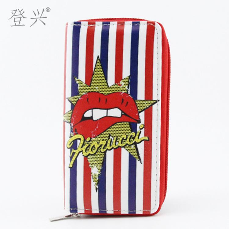 New polka dot lips women's PU long wallet, wallet clutch